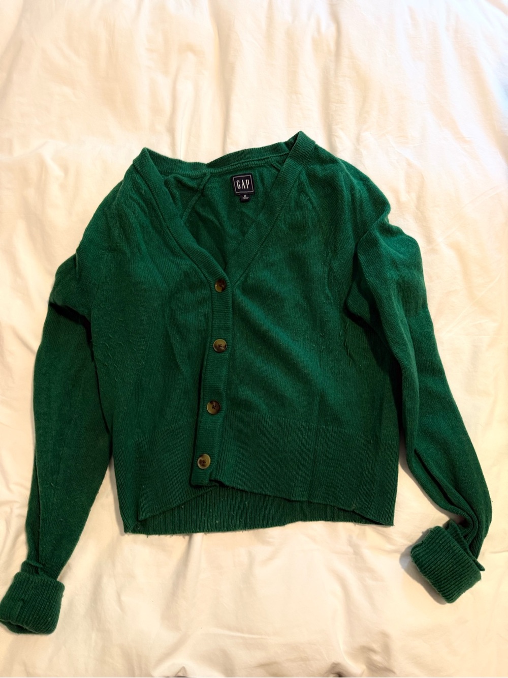 GAP Women's Emerald Green V-Neck Button Cardigan